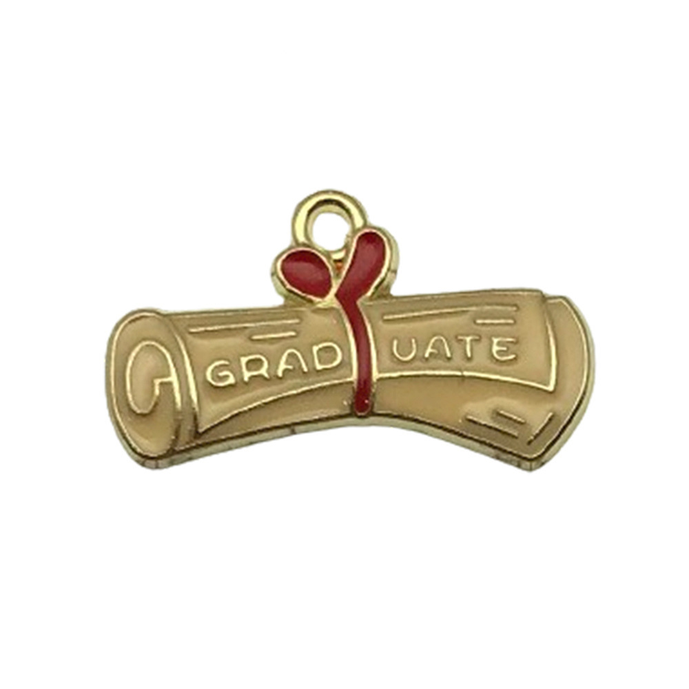 Picture of Cross-border DIY accessories alloy oil drop graduation season examination bachelor cap schoolbag size pen key chain pendant pendant