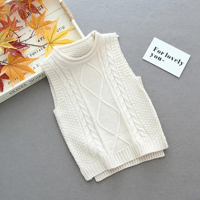 Picture of Girls Fashion College Style Pullover Knitted Vest Girls Spring and Autumn New All-match Casual Knitted Sweater