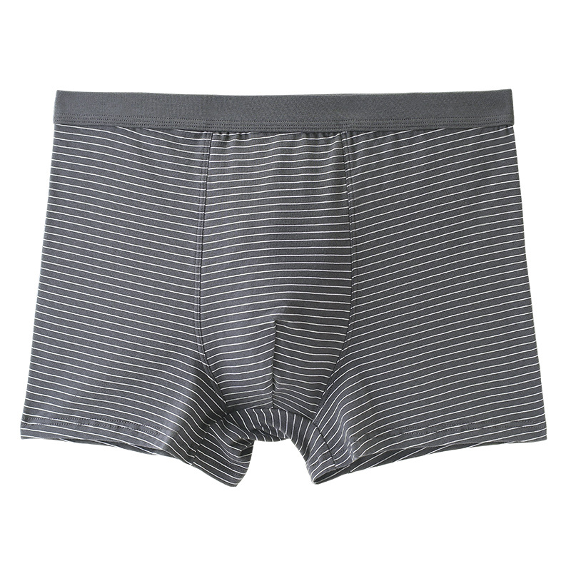 Picture of Cotton mid-high waist men's underwear loose plus size breathable men's boxer striped print cotton boxers