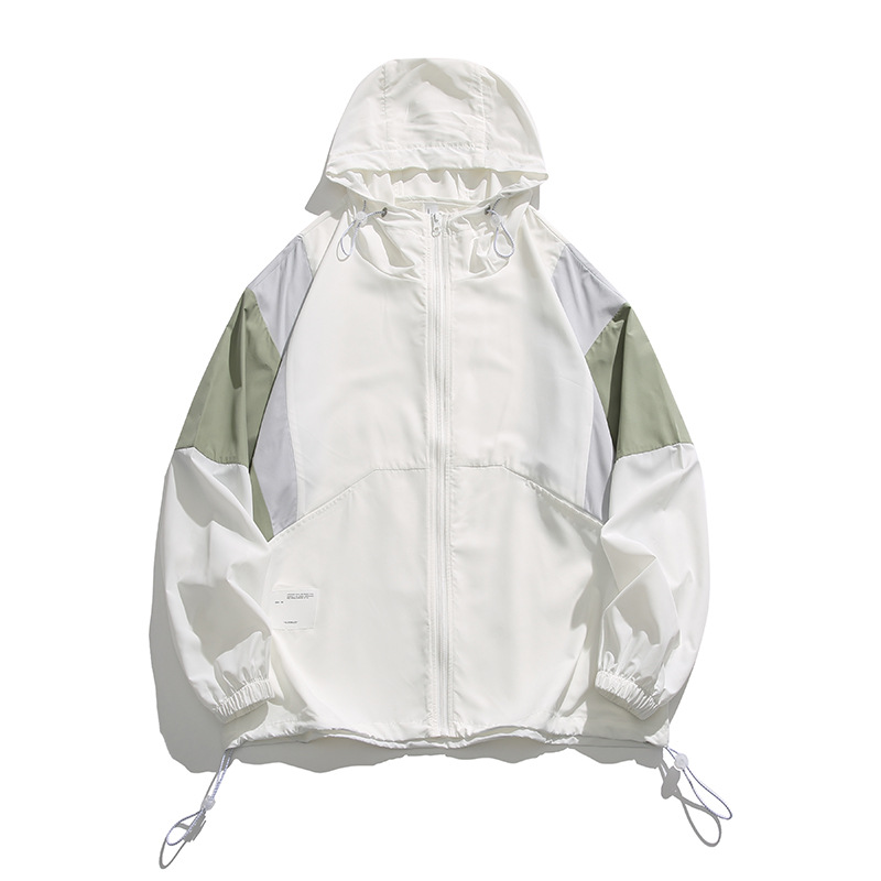 Picture of Spring and Autumn Work Jacket Men's Couple's Summer Sun Protection Clothing Trendy Brand Japanese Street Contrast Color Stitching Hooded Jacket