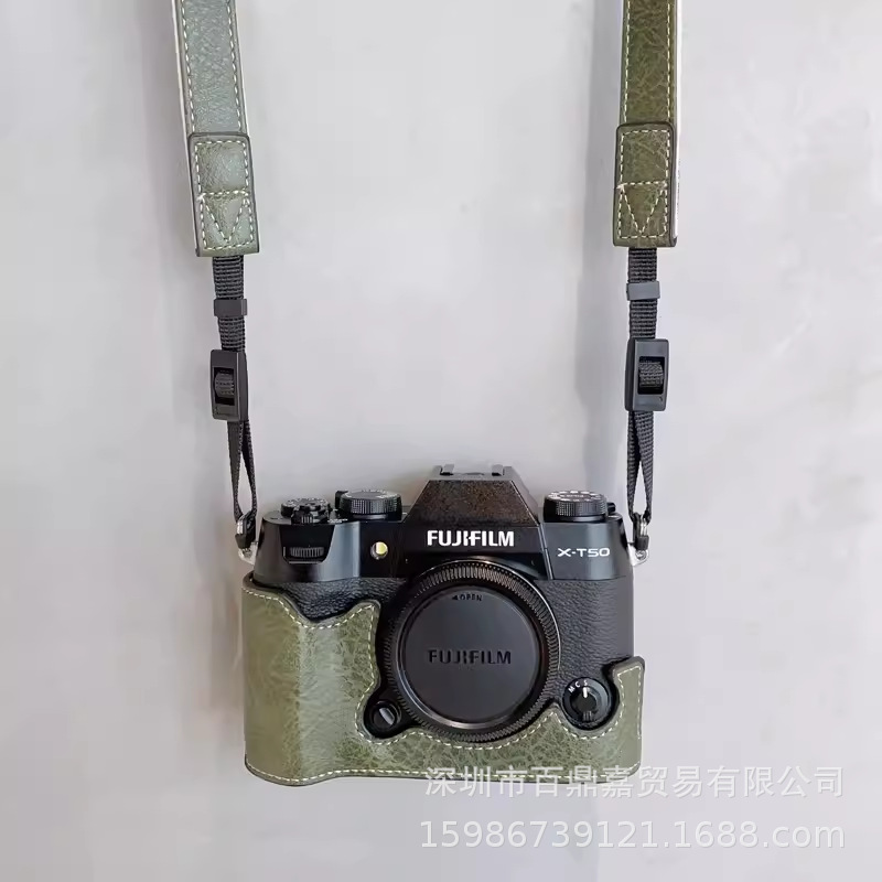 Picture of Suitable for XT50 Leather Case Base X-T50 Micro Single Camera Bag XT50 Portable Half Shoulder Photography Bag
