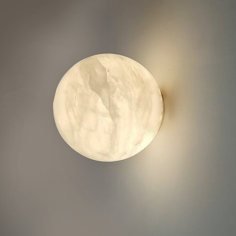 Picture of Cross-border Nordic simple round marble living room wall lamp high-level feeling model room hotel atmosphere bedroom bedside lamp