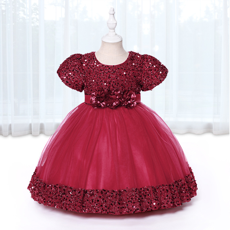 Picture of One-year-old dress baby girl children's dress Princess dress flower girl wedding dress puffy skirt Europe and the United States foreign trade wholesale cake skirt