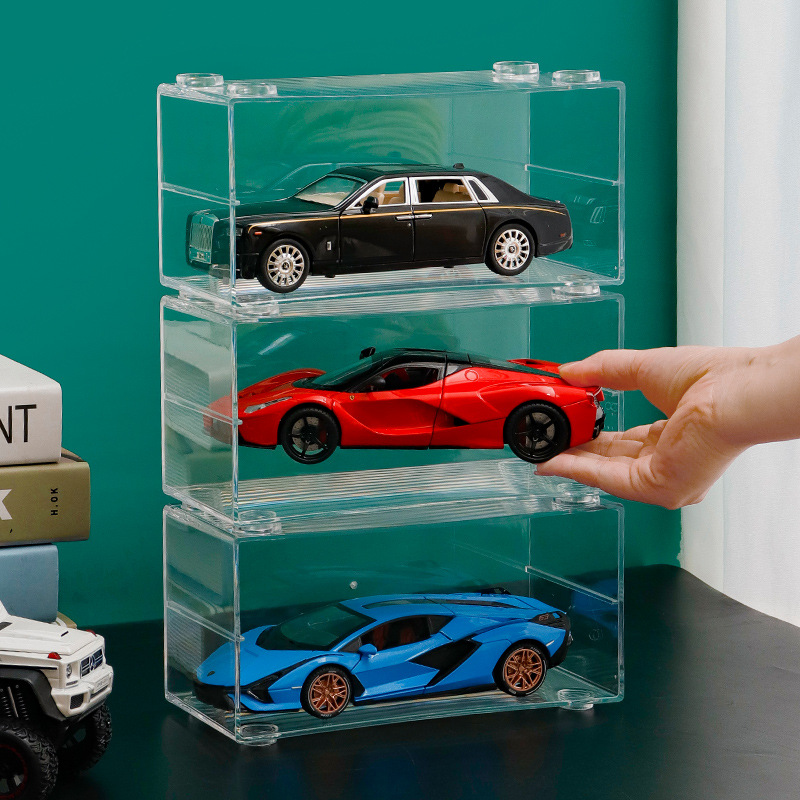Toy Car Model Display Box Transparent Model Storage Rack 1:24 Kidsren's Car Storage Box Building Blocks Stackable Display Cabinet