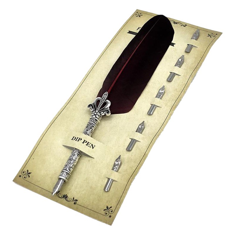 New European and American Retro Quill Pen Personalized Teacher's Day Gift Goose Feather Sign Pen Plus logo Alloy Pen