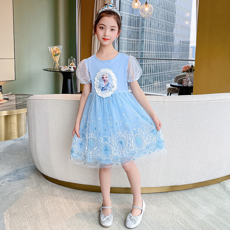 Picture of Girls Elsa Princess Skirt Children's Summer Frozen Dress Summer Dress Super Foreign Style Elsa Puff Veil Skirt