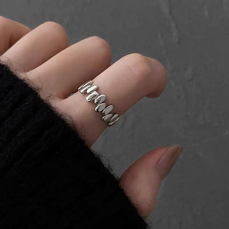 Irregular Geometric Opening Ring Female Niche Design Personality Simple Temperament All-match Adjustable Index Finger Ring