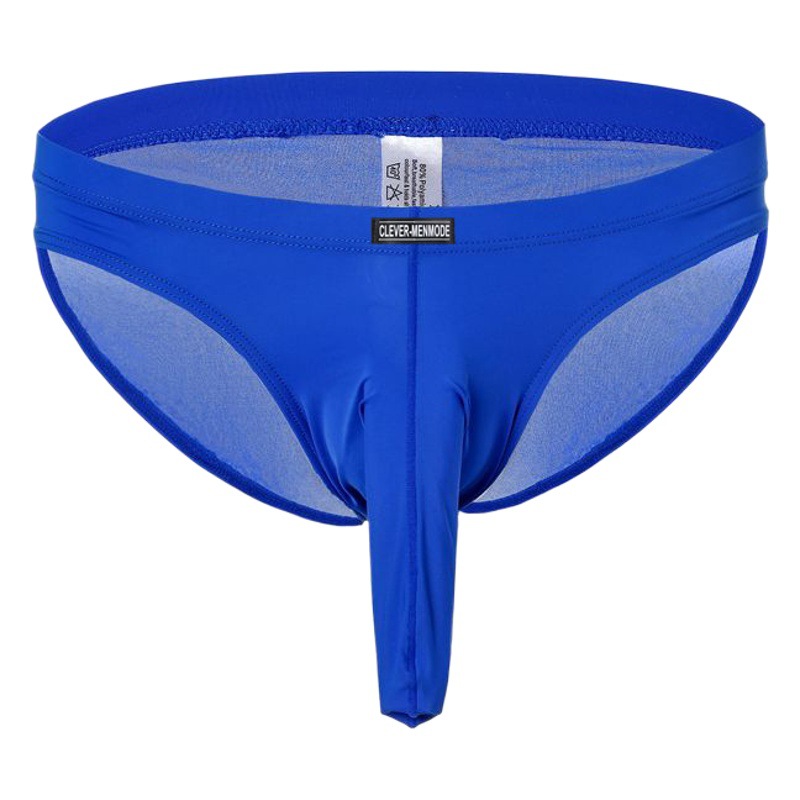 Men's Sexy Elephant Trunnery Smooth Ice Silk Briefs Solid Color European and American Bullet Separate Design European and American Underwear
