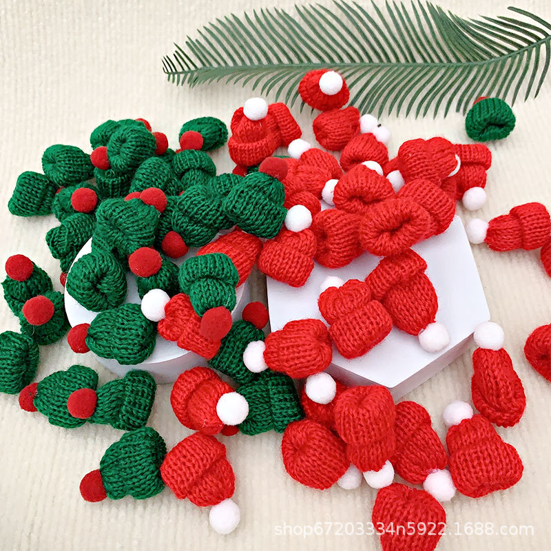 Christmas decoration plush wool hat bottle milk tea hat Christmas color pendant mini finger hat decoration
