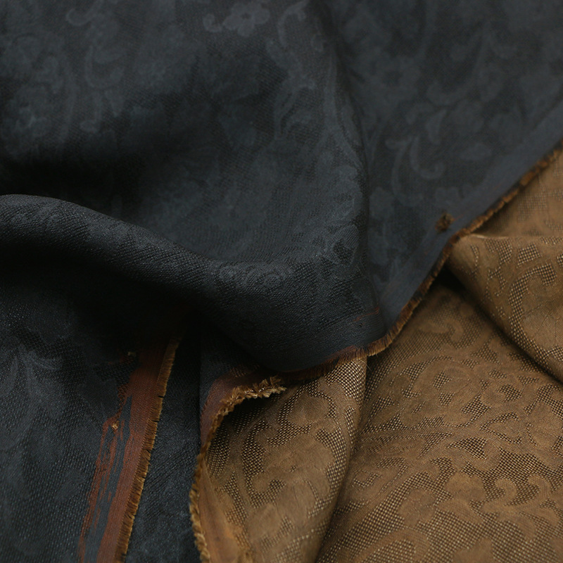 Full Score Silk Perforated Floral Jacquard Intangible Cultural Heritage Fragrant Cloud Yarn Fabric Natural Plant Cassava + River Mud Dyeing Fabric
