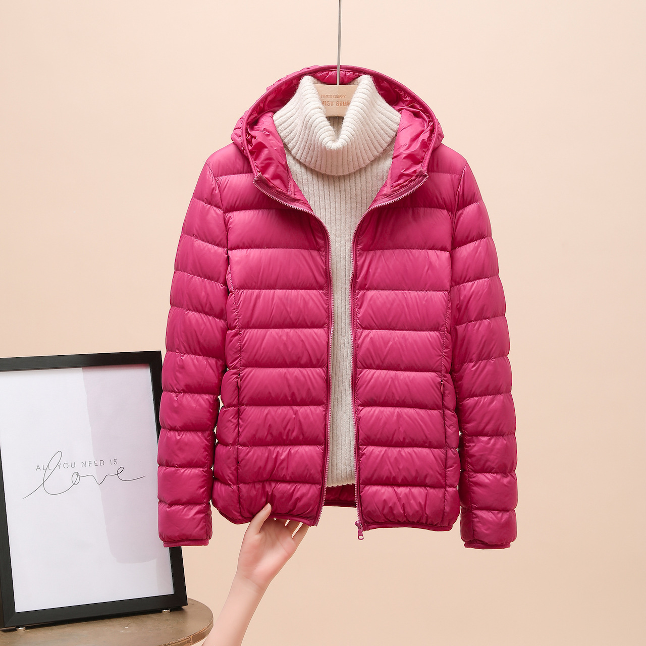 Picture of European Down Jacket Women's 2025 New Short Lightweight Thickened Warm Slim Korean Style White Duck Down Fashion Jacket