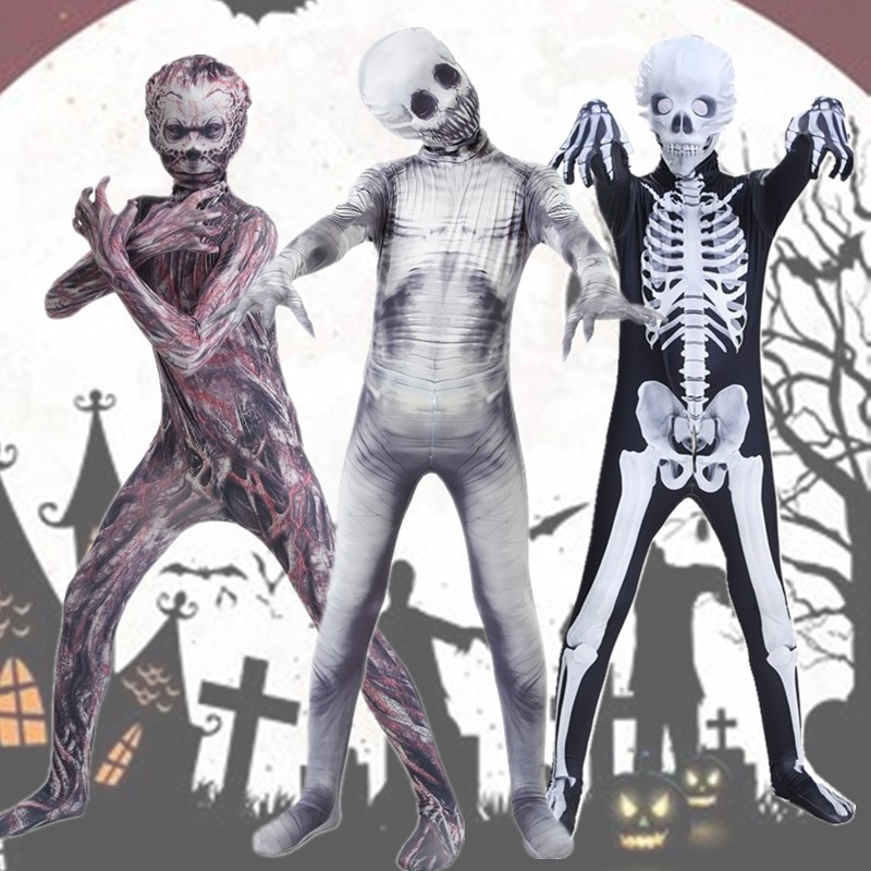 Halloween clothes spoof skeleton jumpsuit cosplay skeleton horror toy game parent party costume