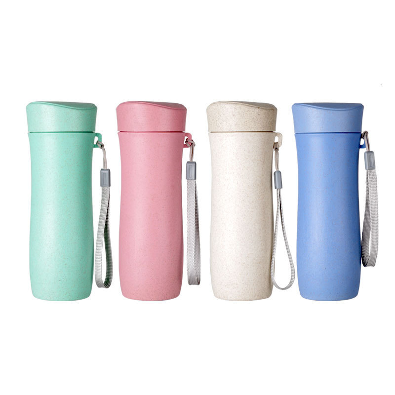 Wheat straw thermos cup sealed with lid student portable handy cup large capacity plastic cup gift printed logo