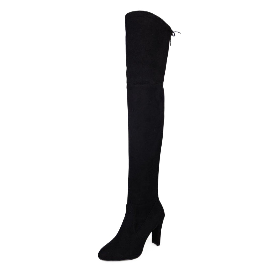 Autumn and winter Europe and the United States new large size knee boots high heel round head frosted boots side zipper women's shoes spot 43 yards wish