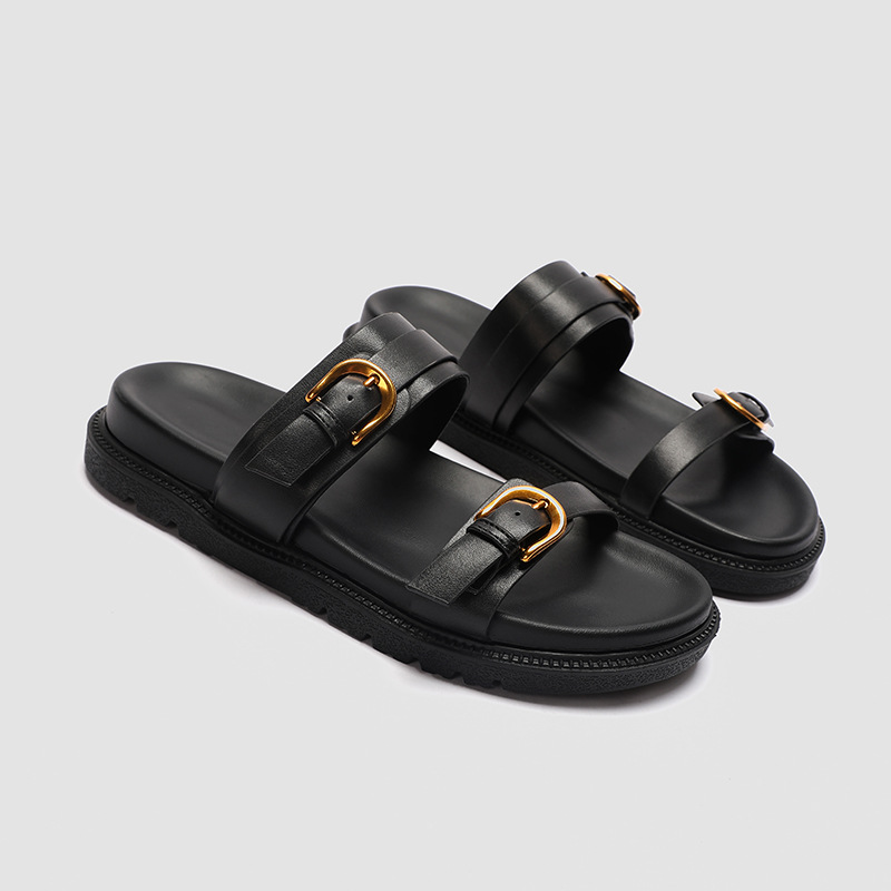 Fairy Style Women's Slippers with Sandals and Slippers 2024 Summer New Style Outfit Fashionable All-Match Thick-Bottom Beach Roman Sandals