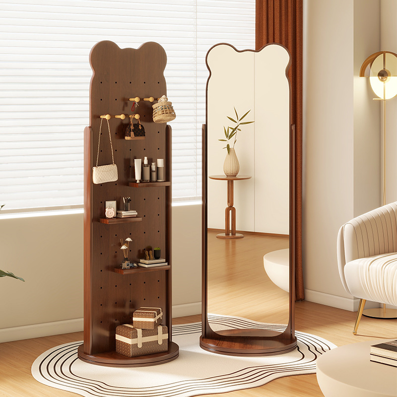 Bear Hole Plate Penetrating Mirror Integrated Mirror Rotatable Full Body Floor Mirror Household Bedroom Fitting Mirror