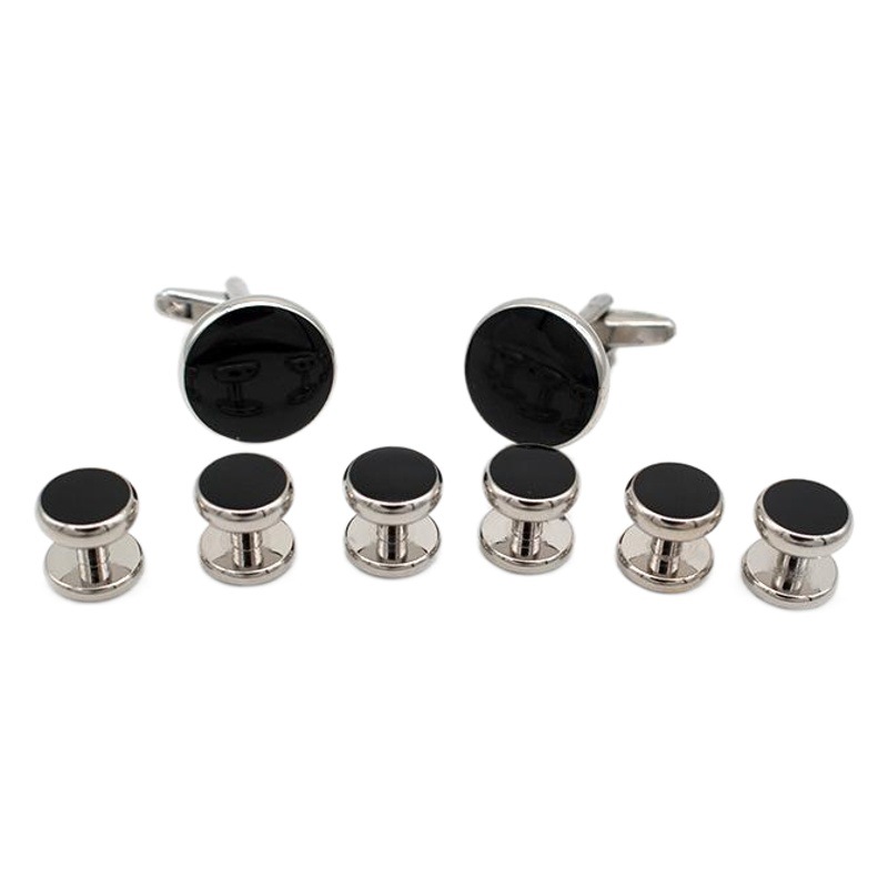 Men's Cufflinks Cuffnails Round Oil Dropping Flat Cuffnails Six-piece Set 8-piece Cufflink Button Summer Simple Copper