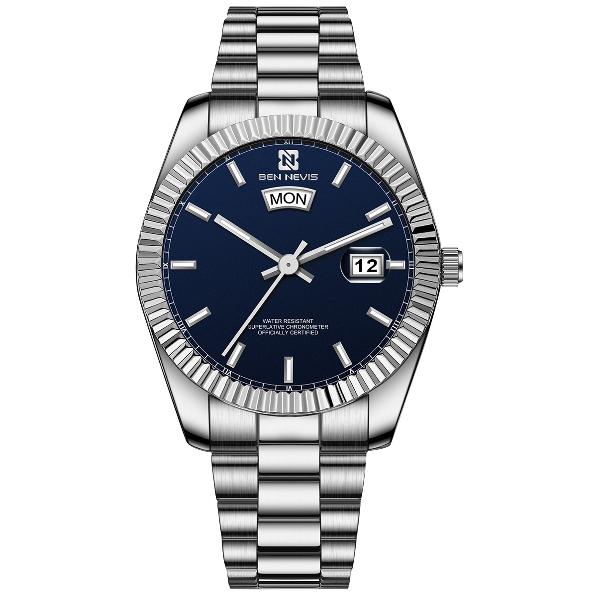 2024 New High-Grade Fashion Men's Steel Belt Calendar Waterproof Watch Cross-Border Quartz Wristwatch Bn3034G