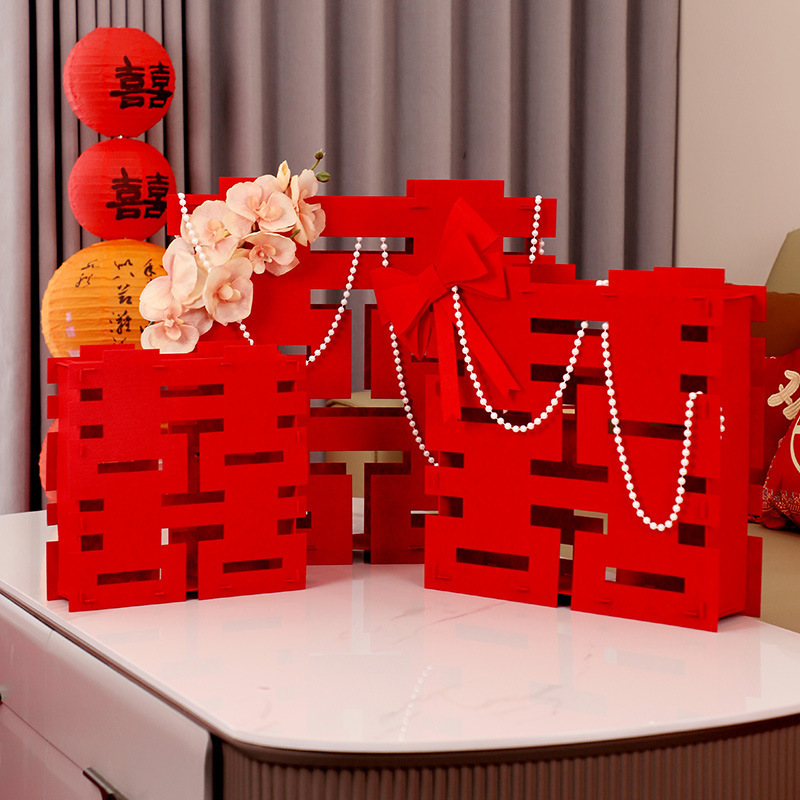 Wedding three-dimensional double happiness word ornaments wedding room bedroom living room decoration wedding room decoration big wedding supplies