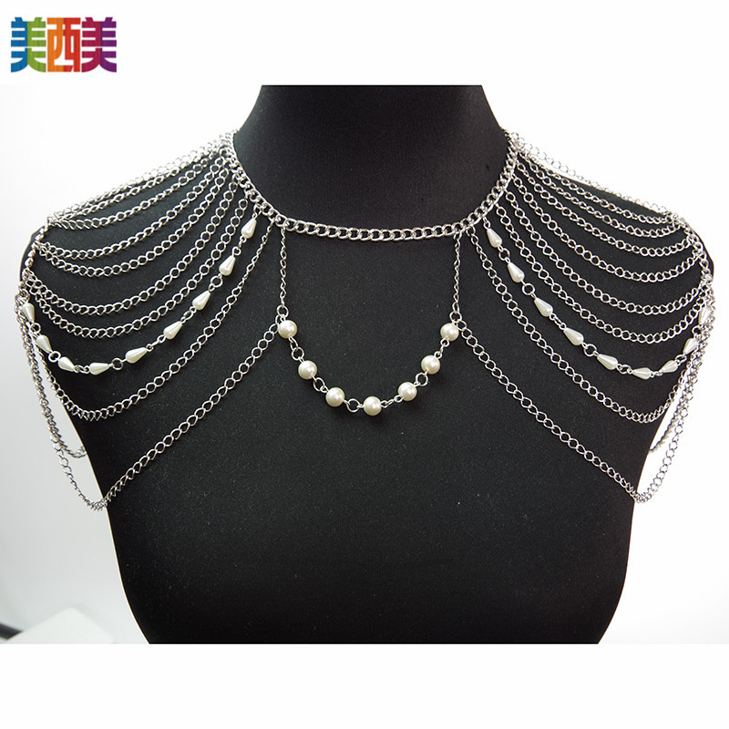 Picture of body chain jewelry European and American simple chain multi-layer shoulder chain body chain European and American exaggerated necklace