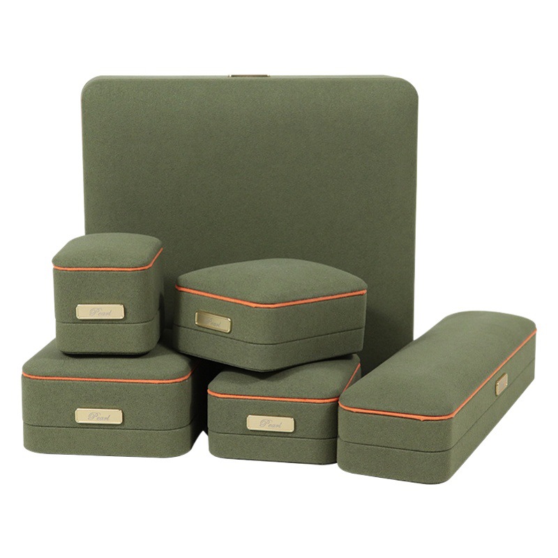 High-End Microfiber Rounded Corner Gold Buckle Jewelry Box Jewelry Packaging Box Earrings Earrings Jewelry Bracelet Necklace Ring Box
