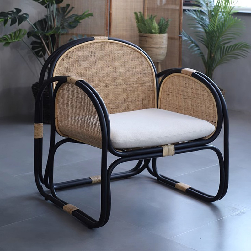 Rattan Sofa Chair Balcony Home Leisure Backrest Chair Rattan Chair Chair Silky Style Natural Rattan Furniture