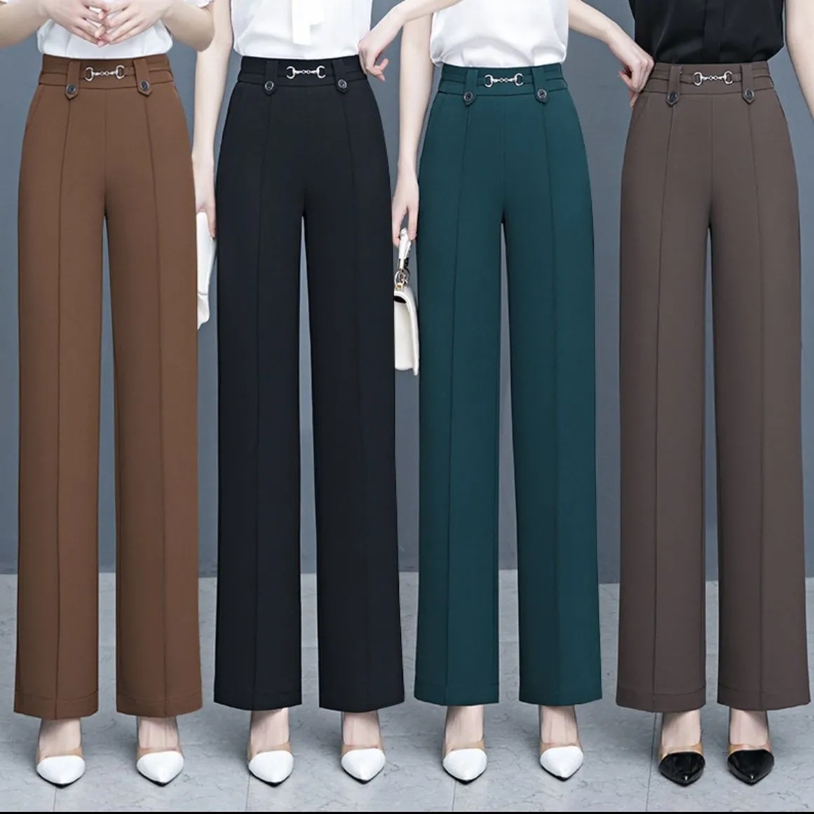 High-waisted drape straight-leg pants women's high-end pants 2025 spring thin middle-aged and elderly mother wide-leg pants
