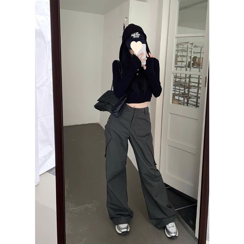 Picture of American Style Retro Street Overalls Women's Summer Loose High Waist Casual Pants Wide Leg Design Sense Straight Long High Street Fashion