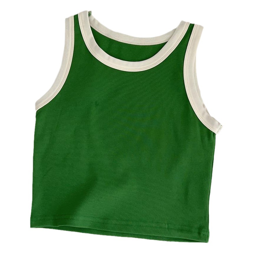 Hot Girls Contrast Color I-Character Sports Vest Women's Summer Slim-Fit Slimming Short Sleeveless Inner Base Shirt Top Outer Wear