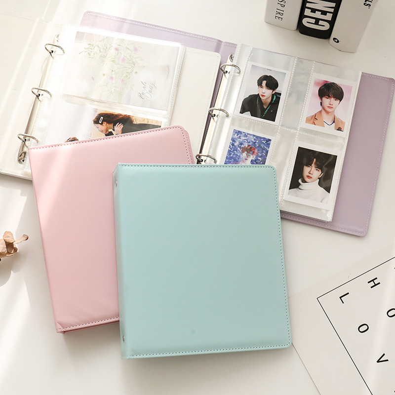 Simple healing leather loose-leaf 4 inch 3 inch 6 inch photo album A star chasing manual small card postcard
