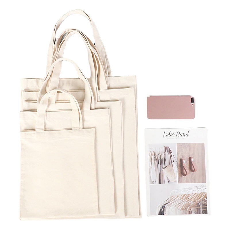 Blank Hand Canvas Bag Printed Logo Student Canvas Bag Customized Shoulder Shopping Bag Advertising Cotton Bag