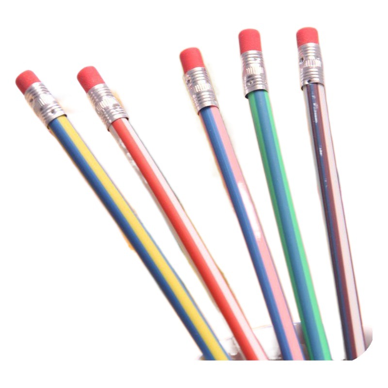 Factory wholesale colorful soft striped pencil creative cute curved writing pen student children learning prize