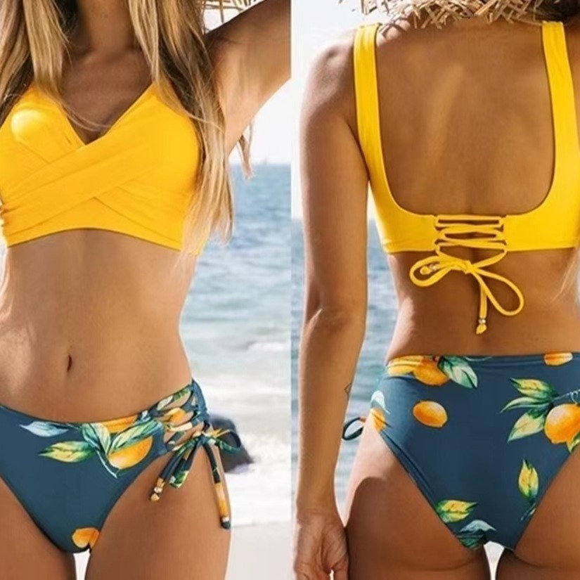 Swimsuit Women's Sexy Bikini Strap Push-Up Three-Point Slimming Split Triangle ins Vacation Hot Spring Swimsuit