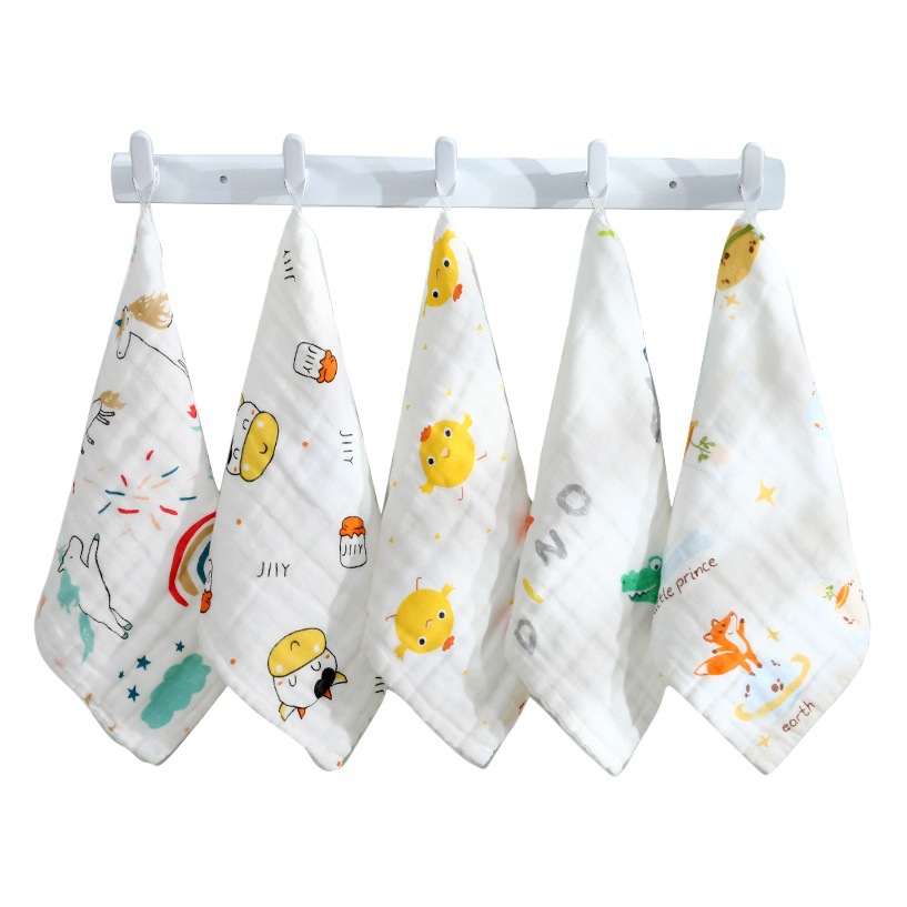Cotton small square six-layer high density gauze towel newborn baby saliva towel baby wash face towel wholesale