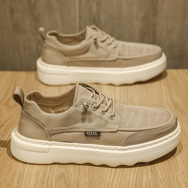 Men's Shoes Summer Fashion Brand High-end All-match Casual Low-top Board Shoes Youth Canvas Sports Height-increasing White Fashion Shoes