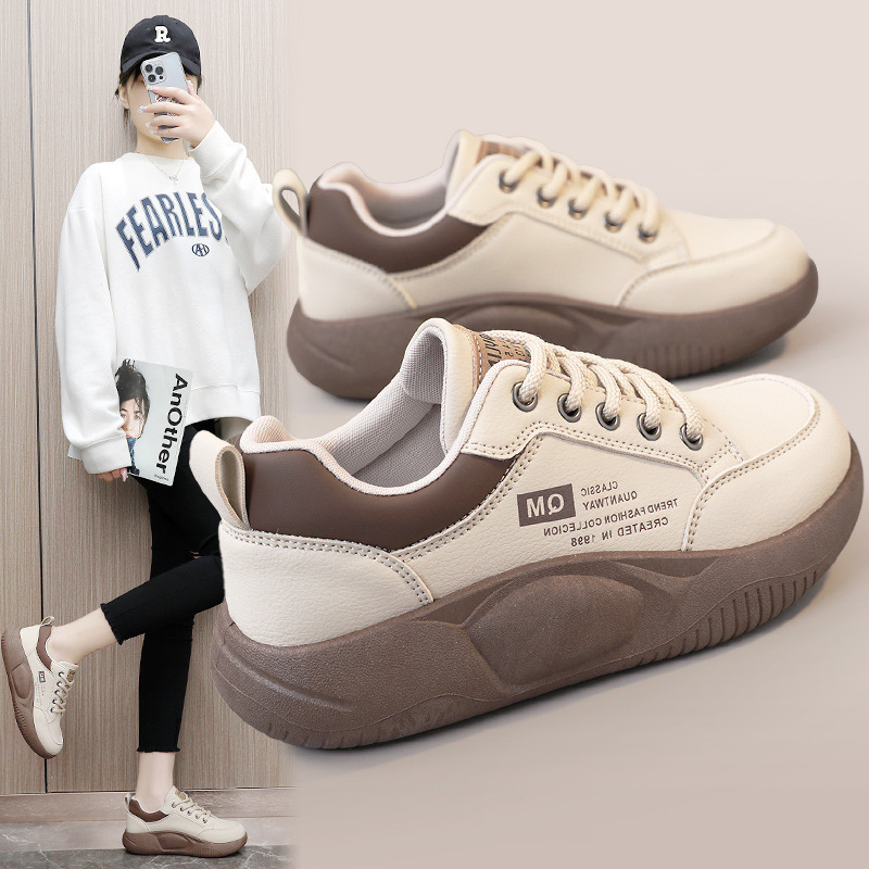 White Shoes Women's 2024 Spring New Student Korean-style Ins Trendy Shoes All-match Thick-soled Casual Sneakers Women's XQ5801