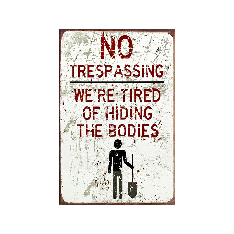 Picture of 2024No Trespassing Retro Public Warning Sign Iron Painting Background Wall Frameless Decorative Hanging Painting