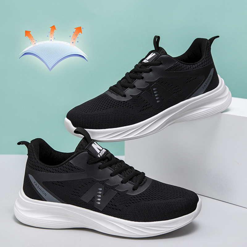 Couple's small white shoes spring and autumn mesh comfortable breathable women's shoes thick bottom light live with cold dip sneaker wholesale