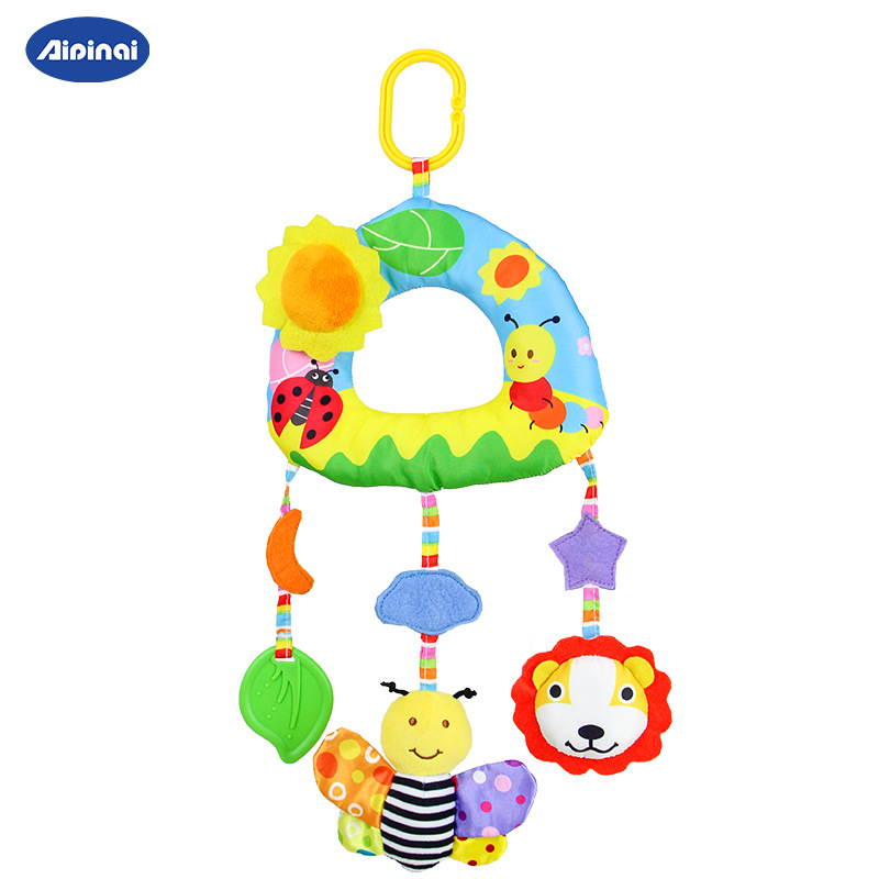 Picture of Aipinqi New Rainbow Car Hanging Toy Crib Bell Soothing Plush Toy Baby Rattle Manufacturer Ready Stock