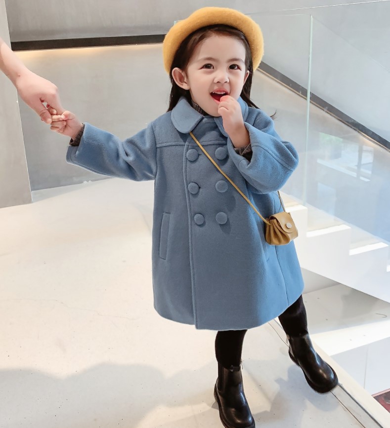 Picture of Foreign Trade Girls' Outwear 2025 Winter New Product Kidsren's Quilted Thickeneded Double-Breasted Elegant Spring Woolen Outwear Kidsren's Clothing