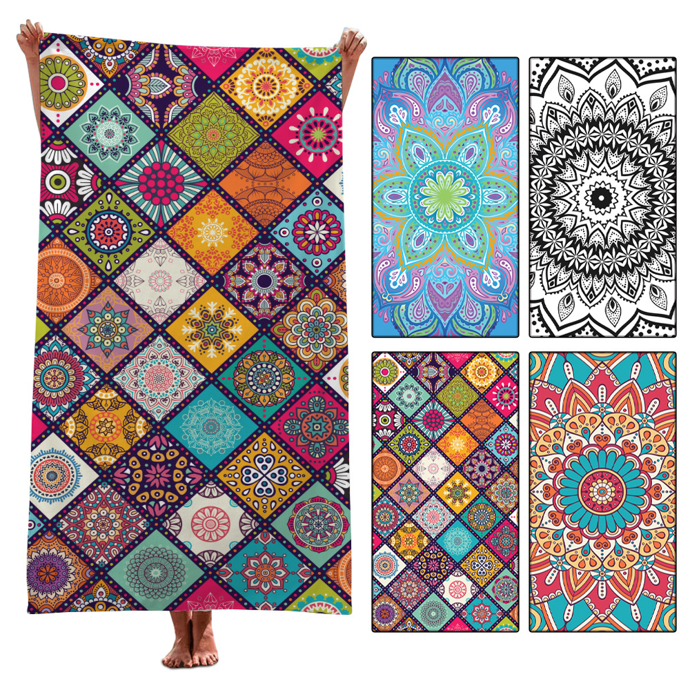 European and American Beach Towel Mandala Ethnic Style Shawl Digital Printing Sports Hair Travel Portable Shawl Towel