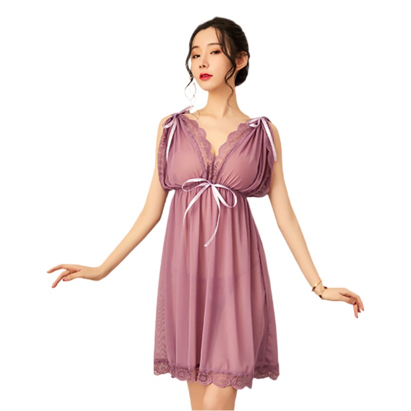 Sexy Pajamas Transparent Small Chest Temptation Sling V-Neck Women's Large Size Fat M Nightdress Underwear Tease Passion Set Wholesale