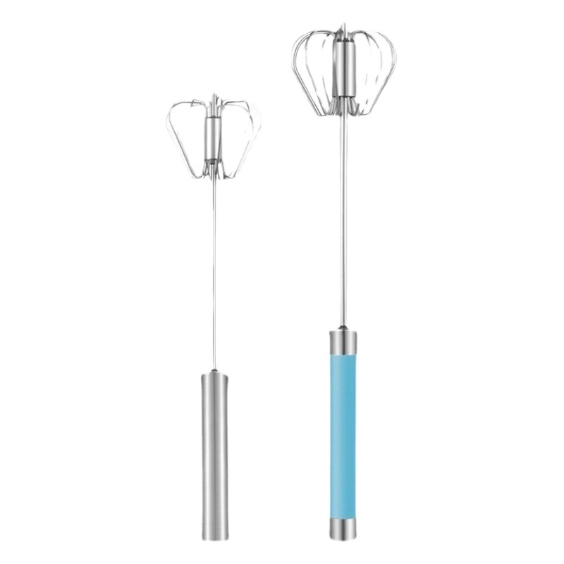 Stainless steel semi-automatic eggbeater rotating cream egg blender household manual eggbeater baking tool
