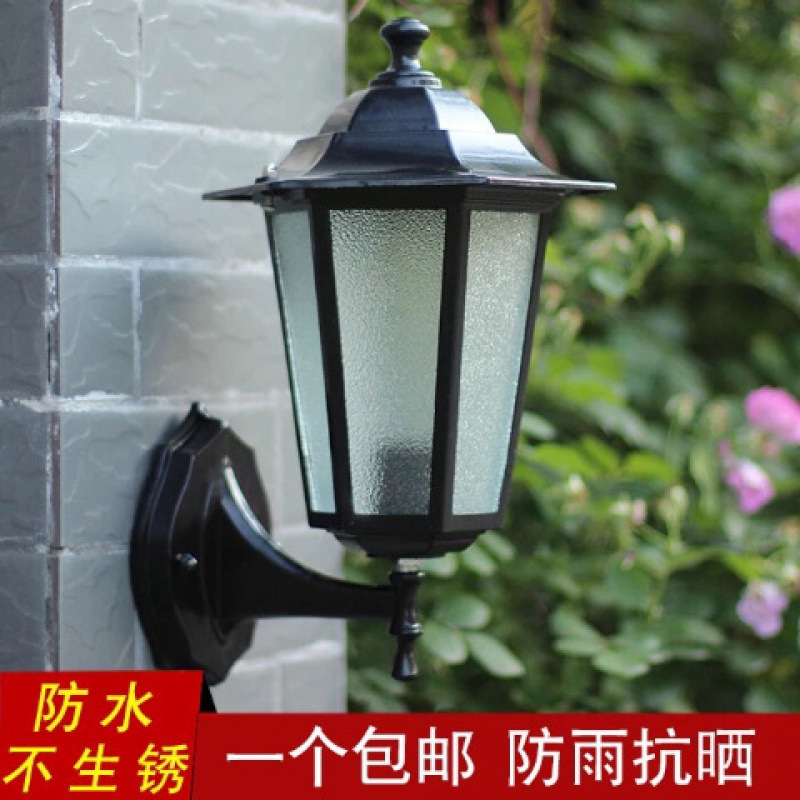 Picture of Small hexagonal wall light, outdoor lamp, outdoor wall lighting, European style retro balcony, waterproof, antique, bronze black
