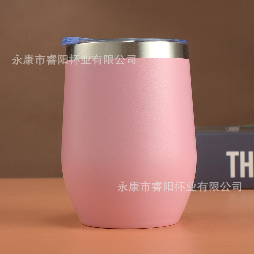 Picture of Cross-border Amazon swig eggshell cup U-shaped egg cup 304 stainless steel double layer 12oz in stock handle red wine cup