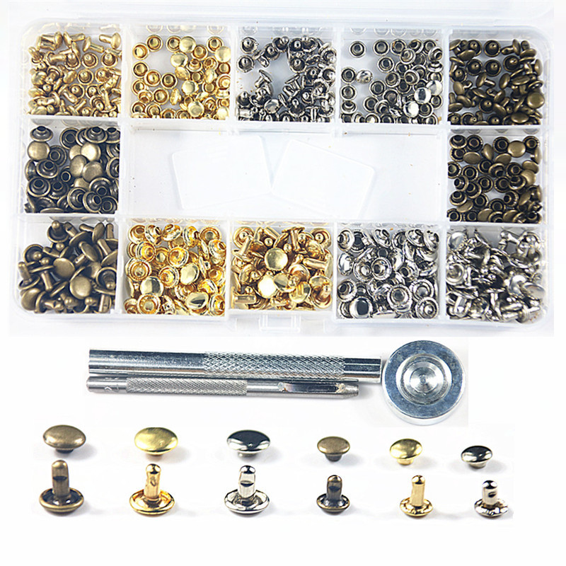 For cross-border 180/240 sets of metal copper double-sided rivet installation tools suit leather shoes and hats hit nails rivet diy