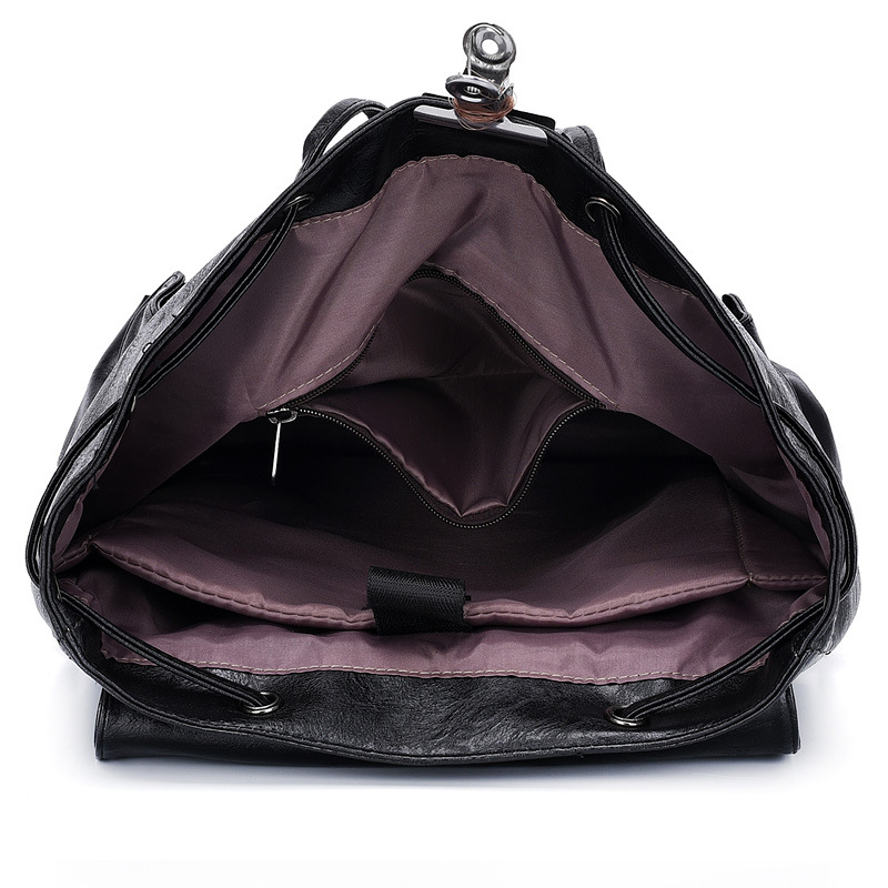 Picture of Foreign Trade New PU Backpack Men's Soft Leather Large Capacity Backpack Punk Casual Travel Bag Student Schoolbag