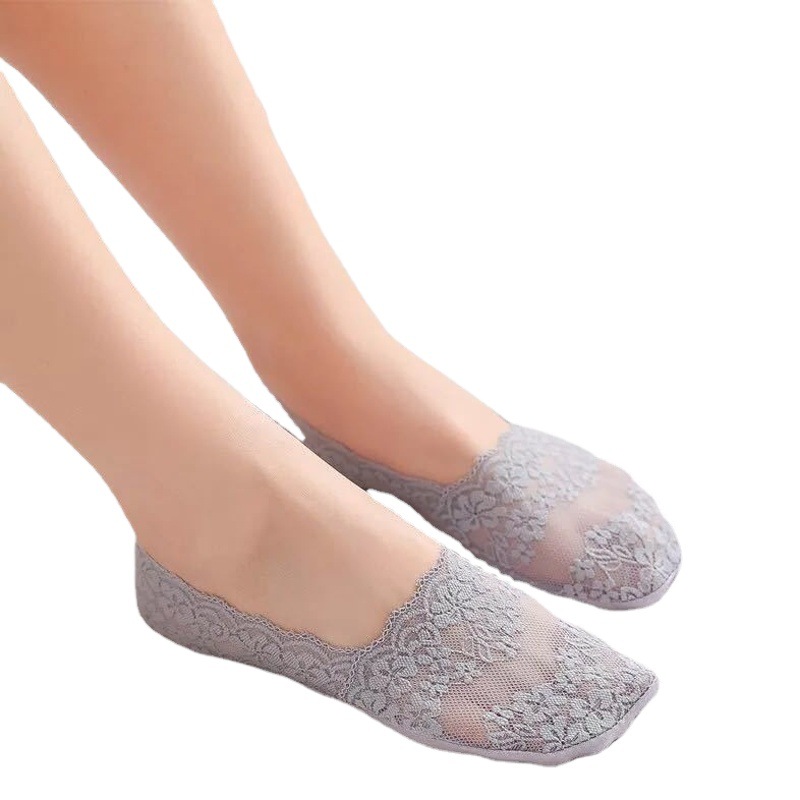 Picture of New Lace Boat Socks for Women Summer Thin Shallow Mouth Silicone Non-Slip Invisible Socks Non-Falling Socks Manufacturer Wholesale