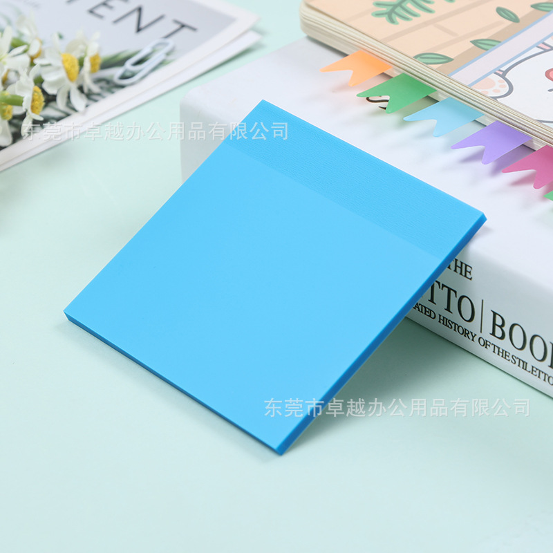 Picture of PET fluorescent notes for students to use key marks to write strong sticky plastic waterproof wrong topic transparent post-it notes