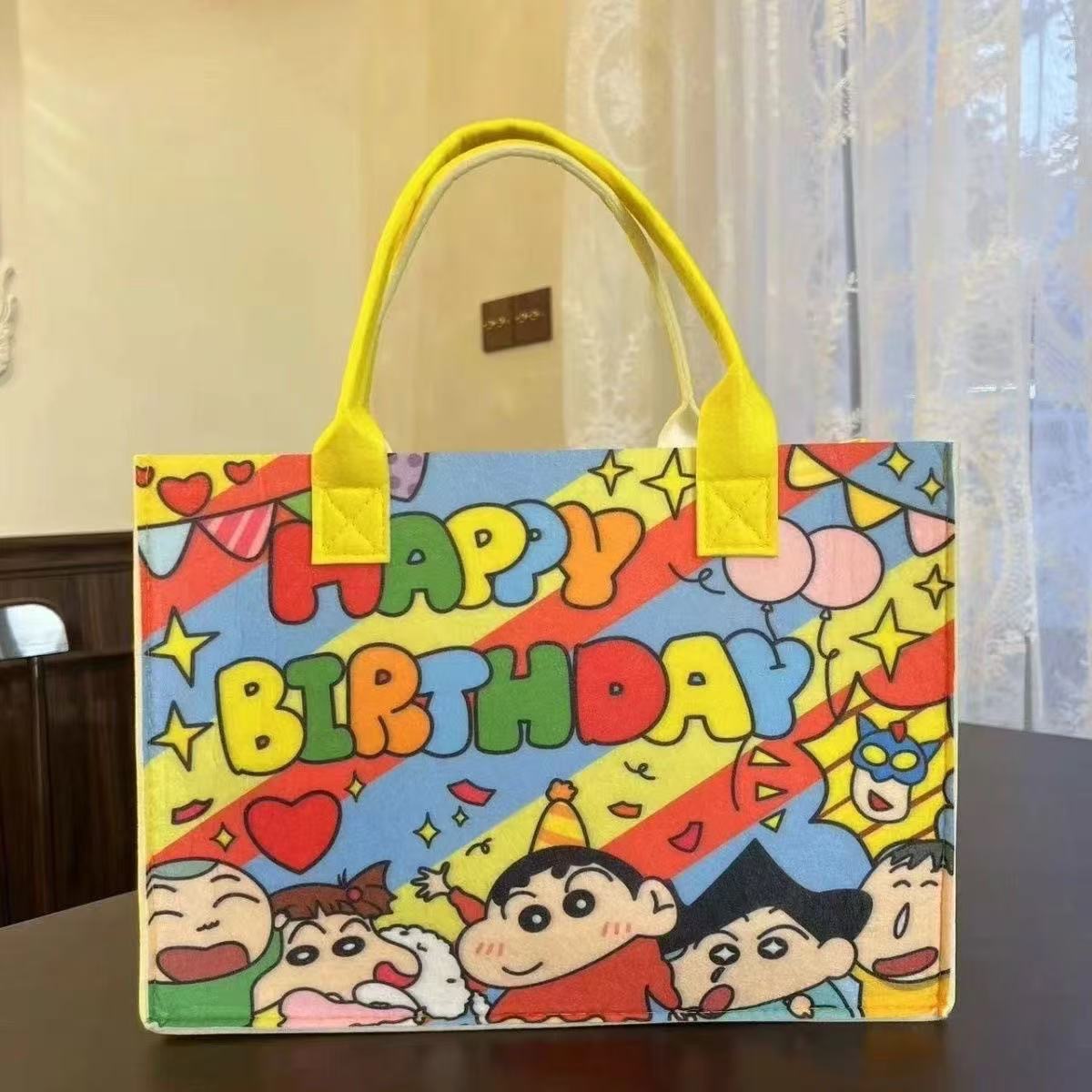 New Cartoon Printed Felt Bag Large Capacity Student Travel Shopping Bag High Color Value Tote Bag Felt Tote Bag